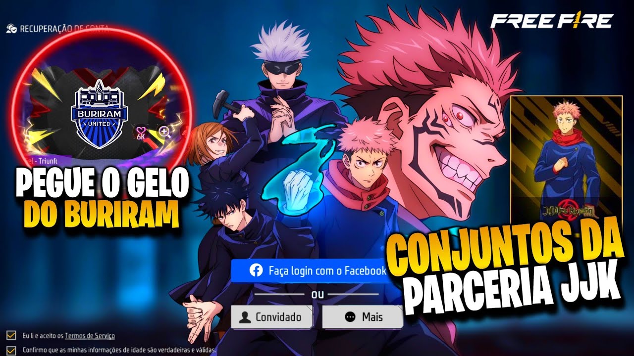 URGENTE! ITENS DO JUJUTSU KAISEN, PEGUE GELO BURIRAM GR&Aacute;TIS E UMA SKIN DA PARCERIA - NOVIDADES FF