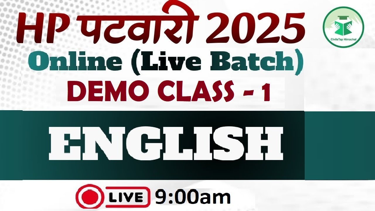 HP Patwari 2025 Online (Live Batch) | Demo Class-1 | English | By Jatin Sir | CivilsTap