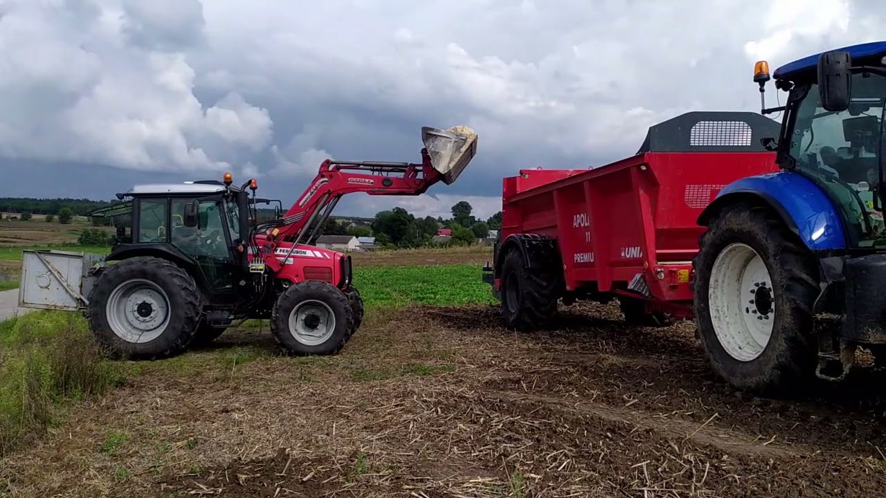 Rozsiewanie wapna rozrzutnikiem APOLLO 11 PREMIUM - UNIA. New Holland T7 i Massey Ferguson w akcji!