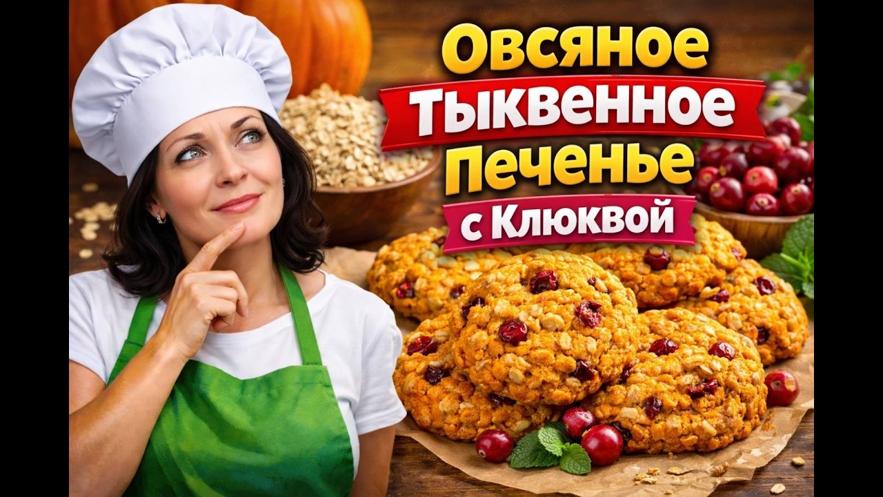 Овсяно Тыквенное печенье с клюквой