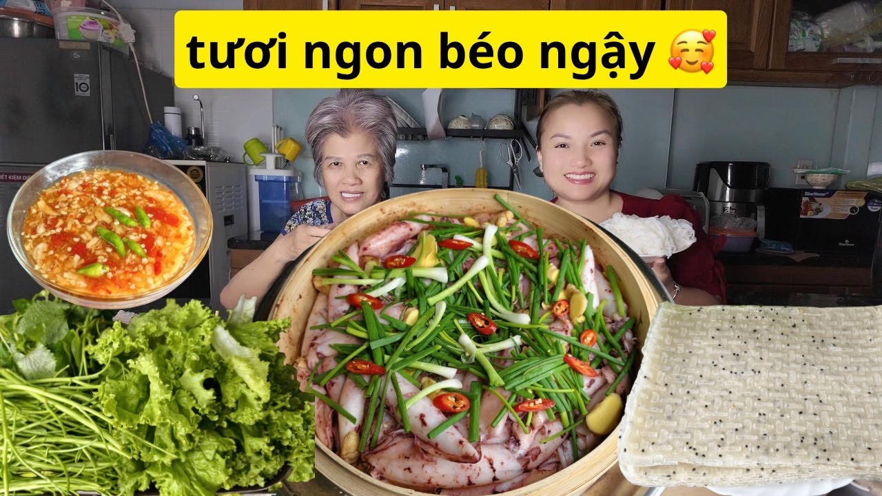 Mẹ Q Lần Đầu Thử Mực Hấp Hành Gừng 😳| Phản Ứng Khiến Q mất hồn