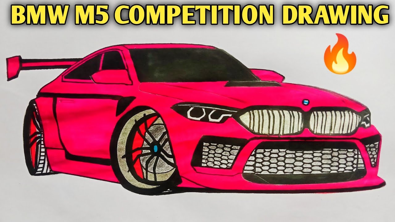 BMW M5 Competition Drawing | Step by Step Pencil Sketch | Supercar Drawing Tutorial