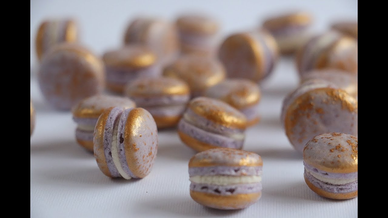 Vintage Mini Purple and Gold Macarons