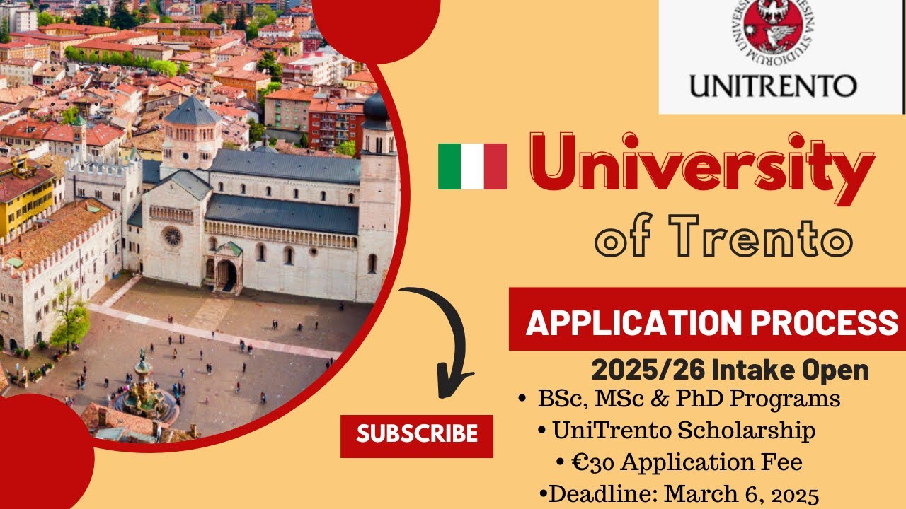 UNIVERSITY OF TRENTO 2025/26 APPLICATION PROCESS| €7200 SCHOLARSHIP, TUITION| STUDY IN ITALY 2025