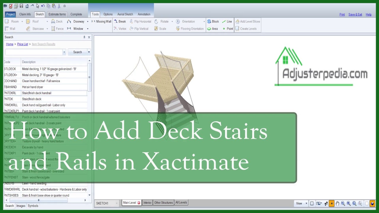 How to Add Deck Stairs and Rails in Xactimate