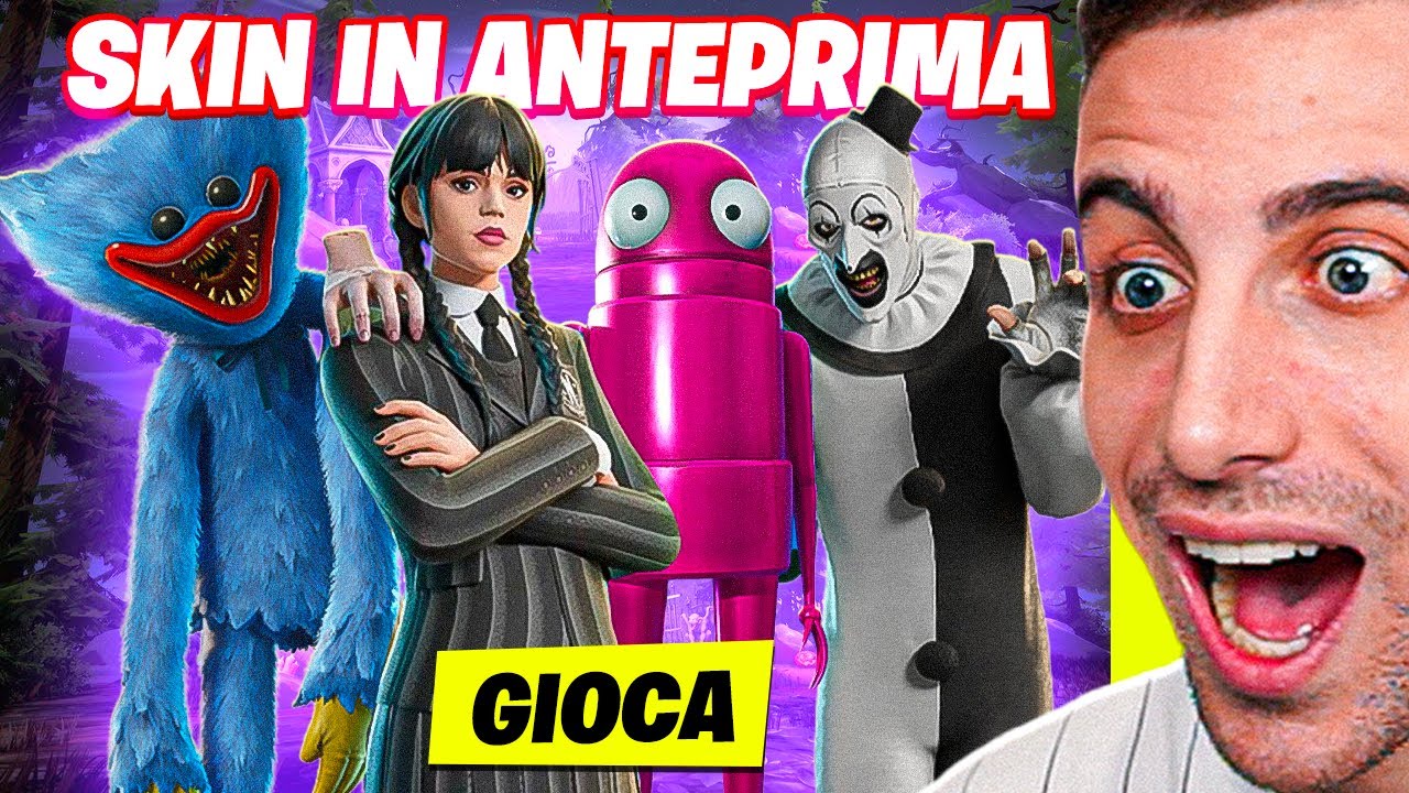 Provo le NUOVE Skin in ANTEPRIMA! Huggy Wuggy, Mercoled&igrave;, Art il Clown e Repo! Fortnite ITA
