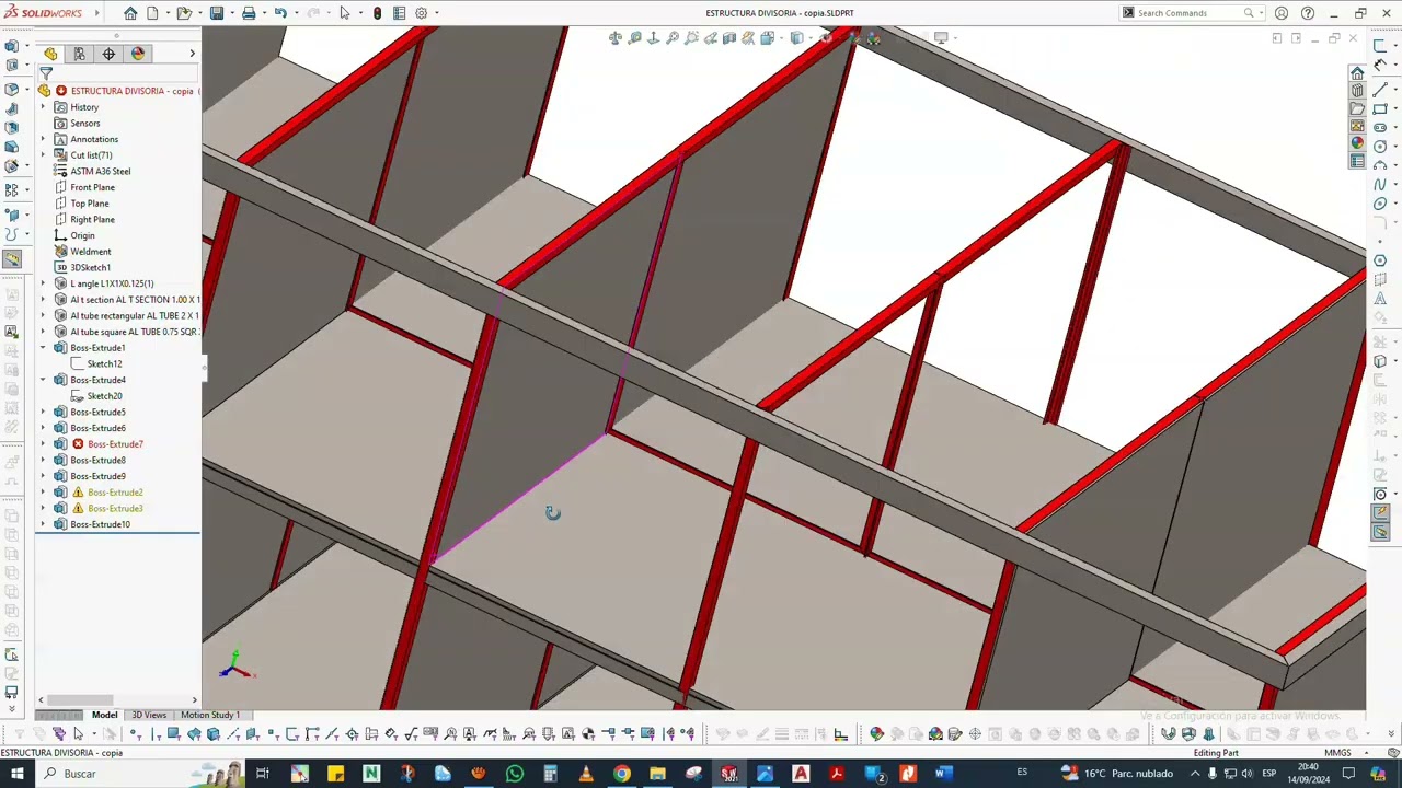 DISEÑO DE DIVICIONES METALICAS EN SOLIDWORKS