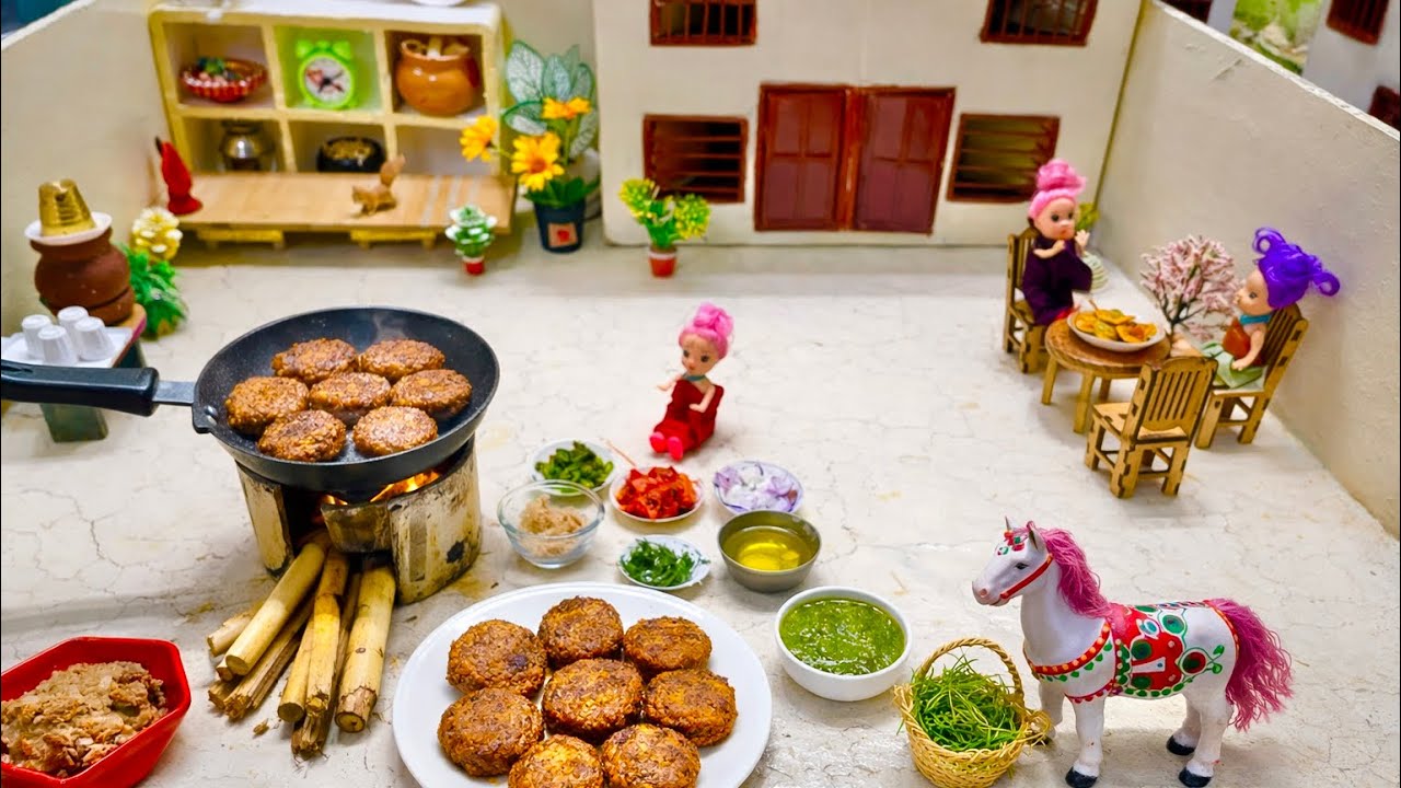Miniature Village Cooking Shami Kabab Recipe | Authentic Kabab | Crispy & Juicy Kabab