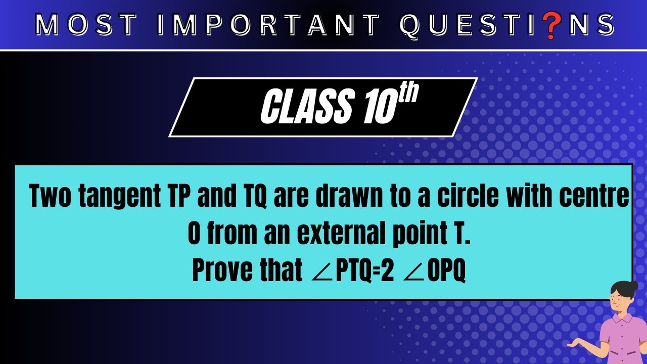 Two tangent TP and TQ are drawn to a circle with centre O from an external point T.Prove that ∠PTQ..