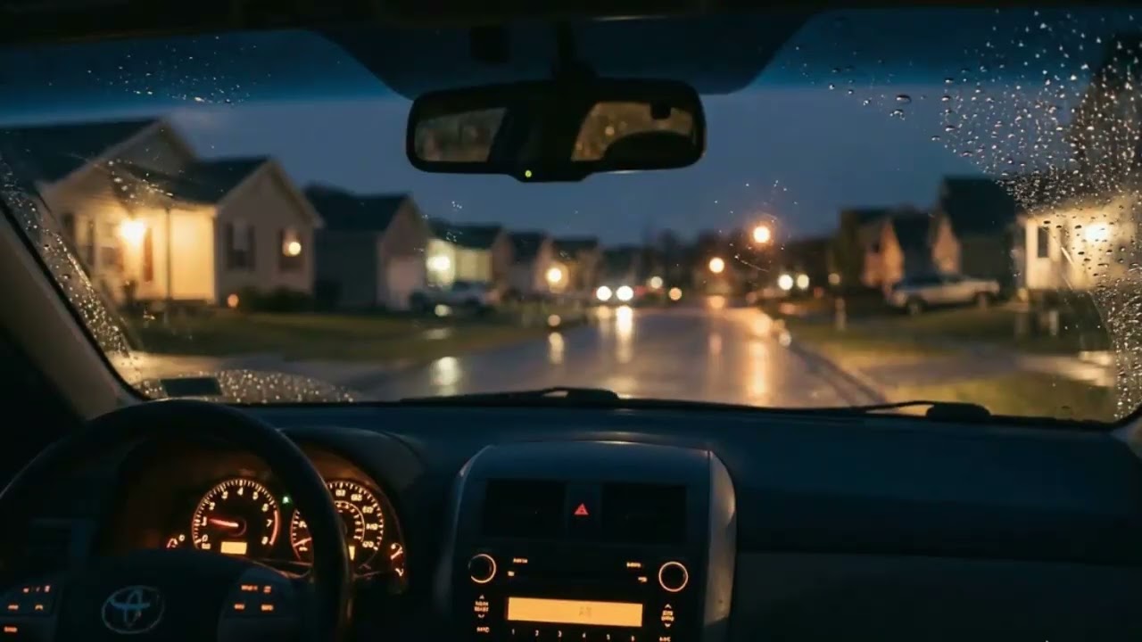 Heavy Rain Inside a Car in a Quiet Neighborhood 🌧️ Relaxing Night Sounds for Sleep