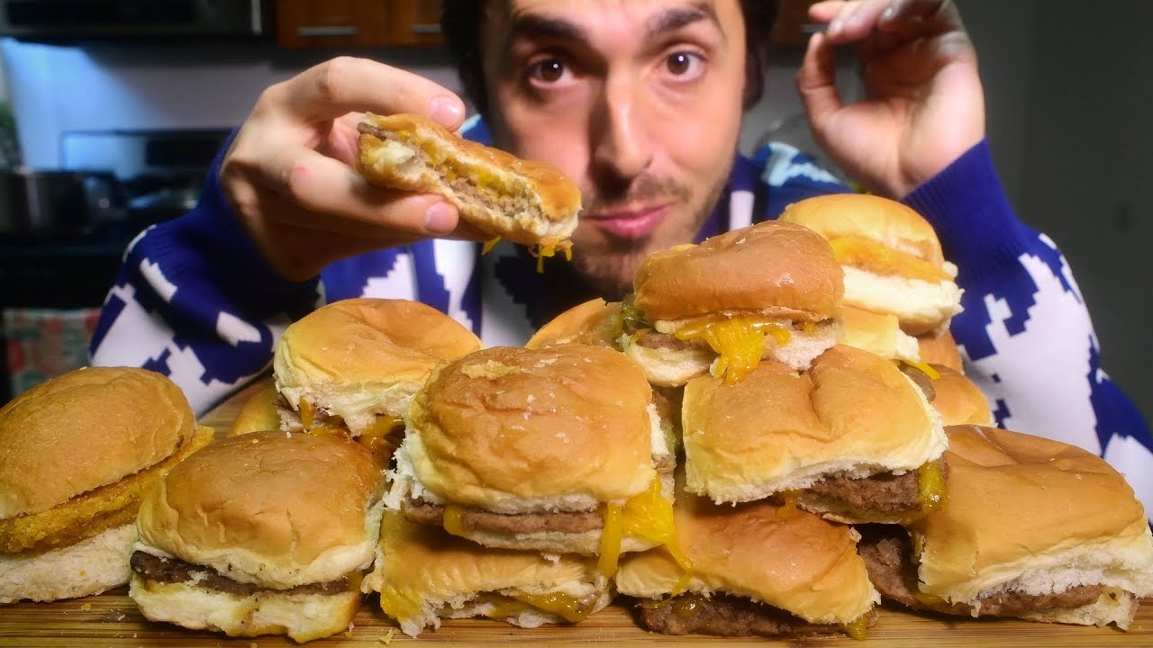 ASMR White Castle Mega Burger Challenge * 20 BURGERS * ( EATING SOUNDS ) | Nomnomsammieboy