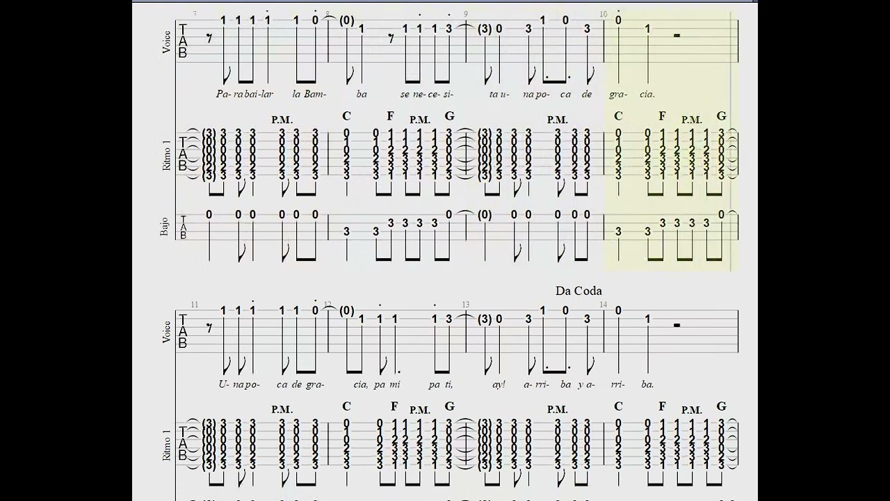 La Bamba (Tablatura sonora)