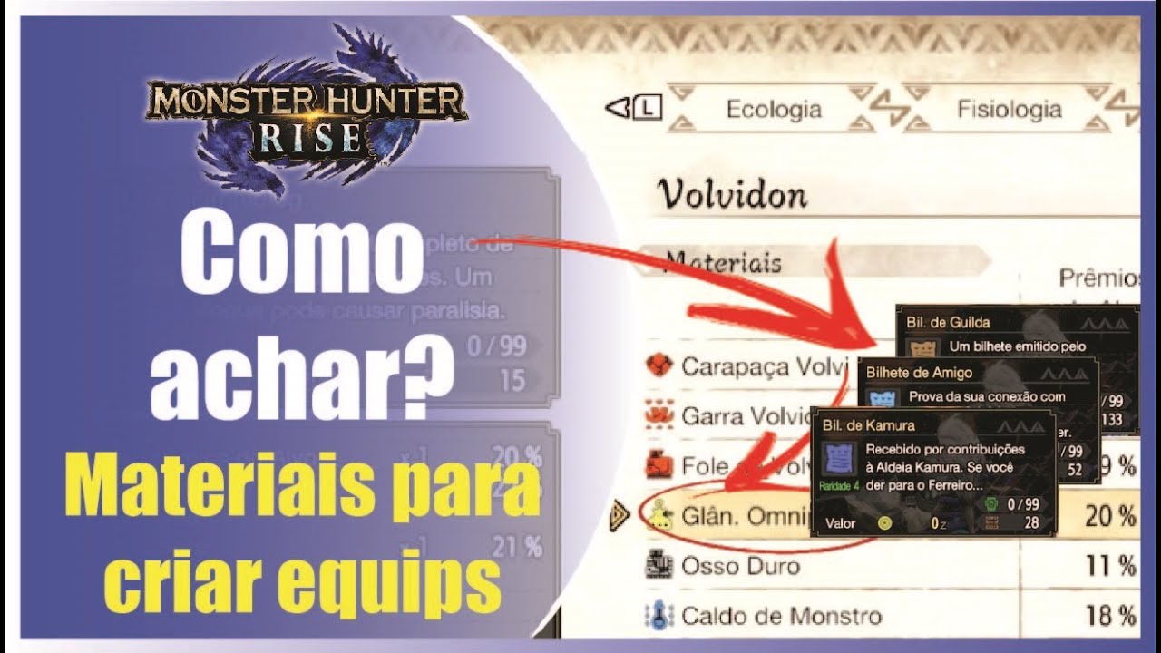 Como achar os materiais certos para criar seus equips? Monster Hunter Rise Sunbreak