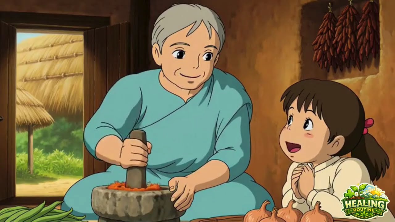 Peaceful Rainy Day Cooking in Grandma’s Village 🌧️ | Ghibli Style #ghiblistyle #slowliving #viral