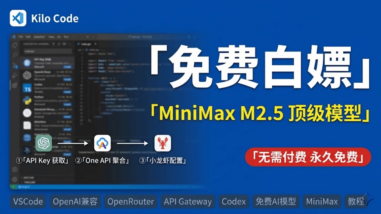 别再花钱买API了！Kilo Code免费送MiniMax M2.5，手把手教你配到所有平台