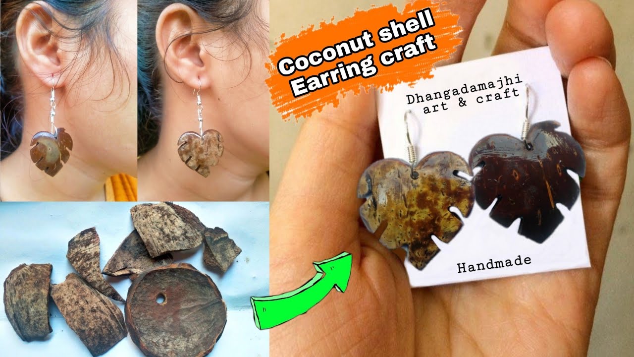 DIY easy coconut shell Earring craft // coconut shell craft // handicraft