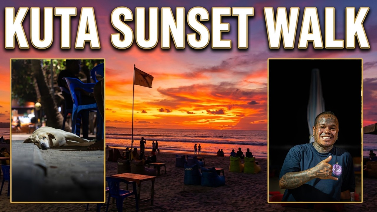 Kuta Beach to Seminyak - Sunset Beachside Walk (RAW POV)