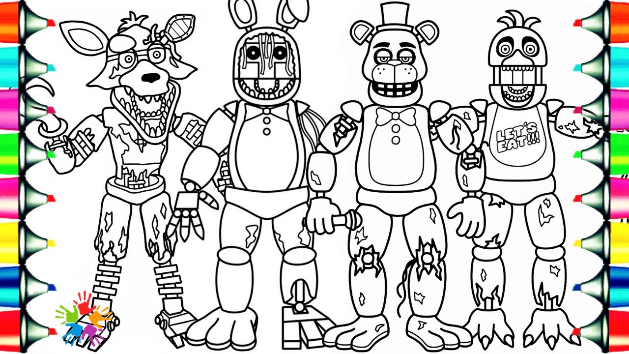 Five Nights at Freddy's New Coloring Pages / How To Color FNAF Withered Animatronics / NCS Music