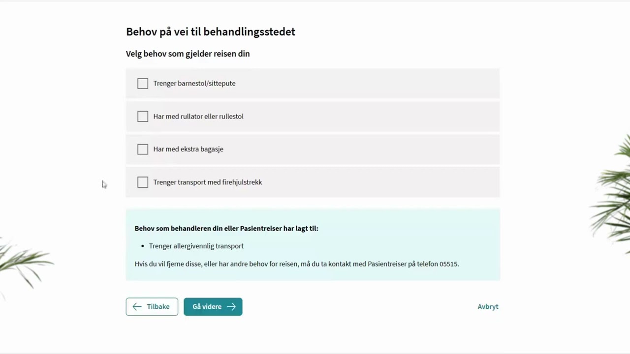 Informasjonsvideo som viser hvordan pasient med reiseattest kan bestille pasientreise på Helsenorge.