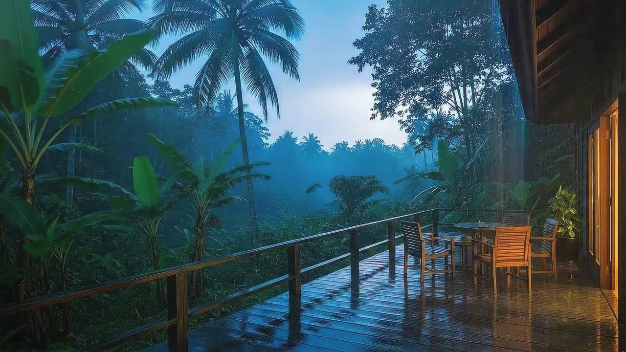 Quick Sleep with Steady Rain Sounds and Rolling Thunder at Cozy Cabin 🌧️