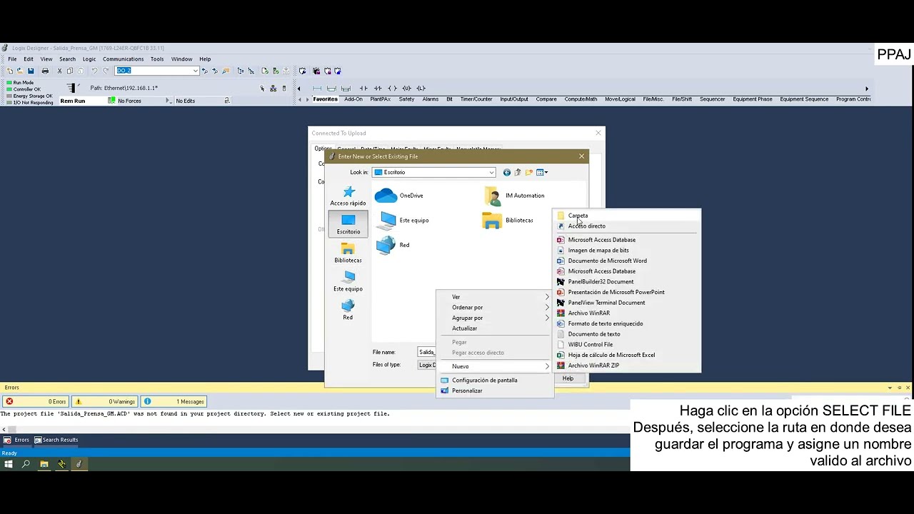 Backup PLC CompactLogix with Studio 5000 / Respaldo a PLC CompactLogix con STUDIO 5000