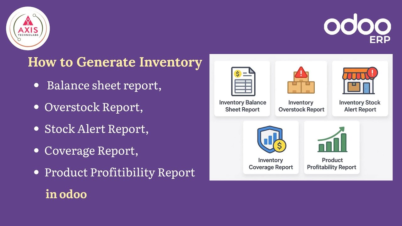 Inventory Overstock, Stock Alert, Coverage, Product Profitability and Balance sheet Report in #odoo