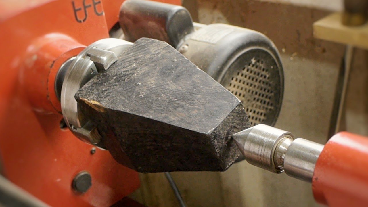 Woodturning one of the hardest woods in the world. The Hershey's Kiss.