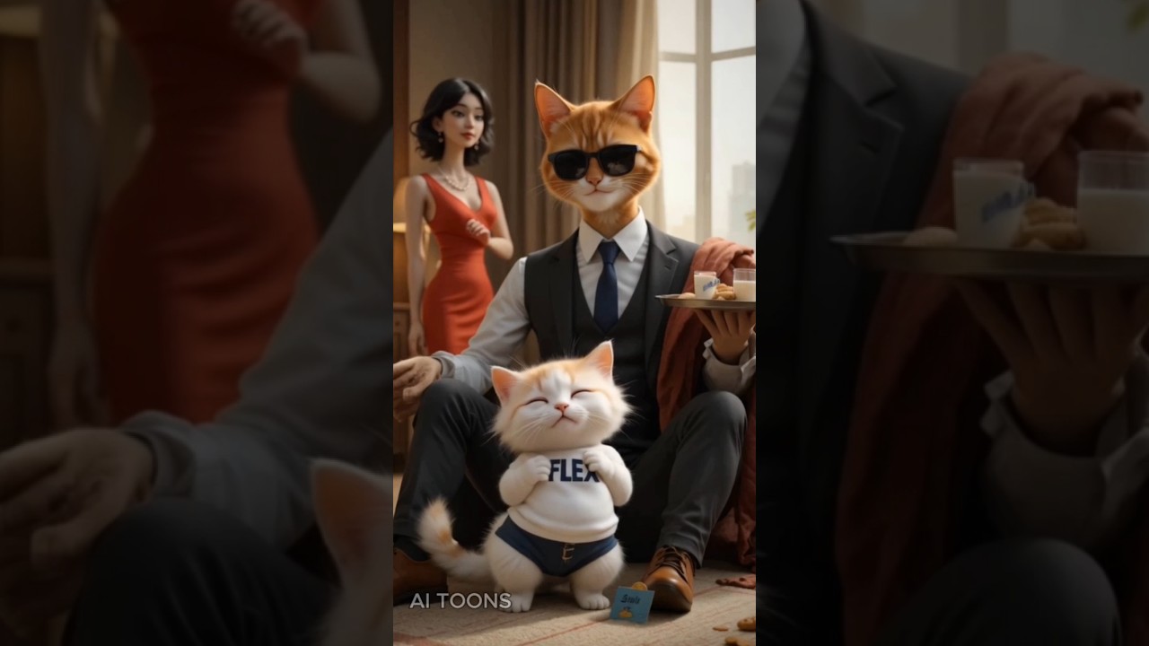 👨&zwj;💼 Dad&rsquo;s Big Meeting&hellip; With Baby Cat! 😹|#Shorts #FunnyCats #AnimatedShort #entertainment