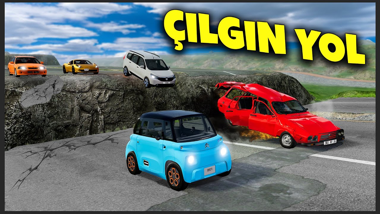 ARABALARIN ÇILGIN YOL İLE İMTİHANI | BeamNG.drive // HARD Crash TEST