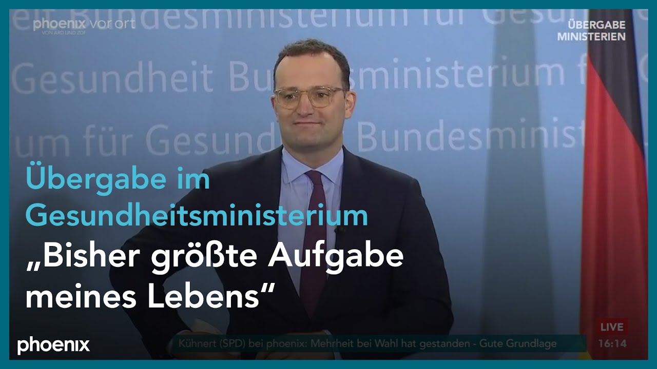 Amts&uuml;bergabe im Gesundheitsministerium durch Jens Spahn an Karl Lauterbach am 08.12.21