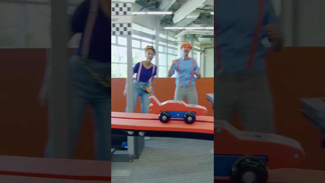 Play with Blippi and Meekah at the race track ! #blippi #shorts #toy #car #race