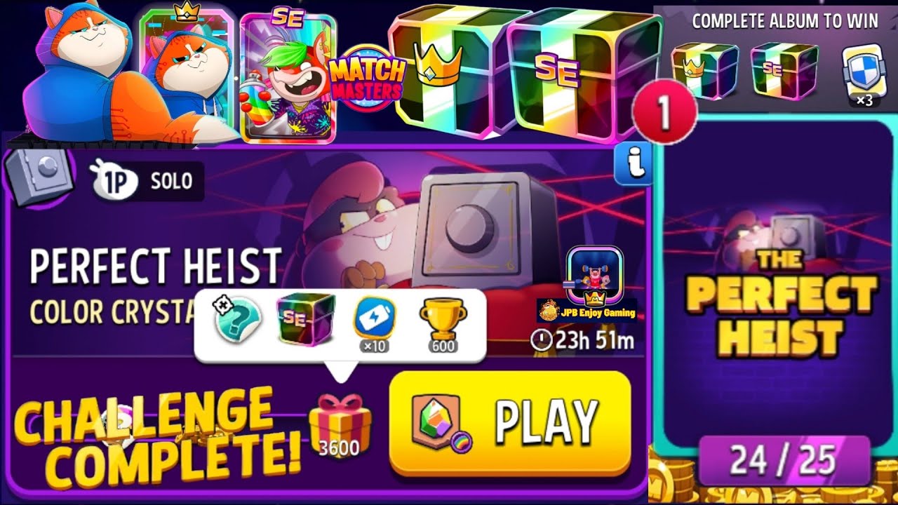 Color Crystals+Rainbow Solo Challenge Perfect Heist /3600 Score/ Perfect Heist Album Complete