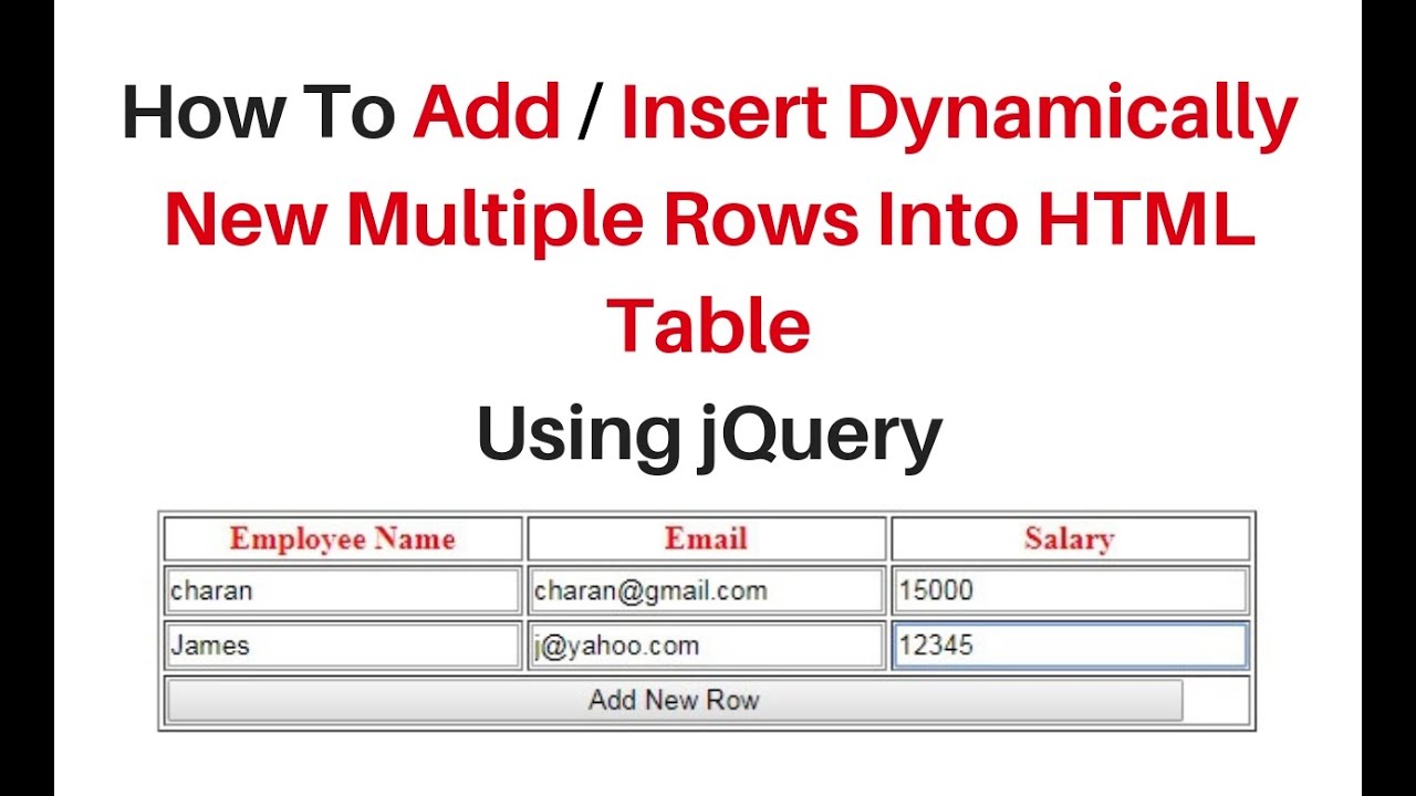dynamic html table rows and columns creation using jquery 3.3.1