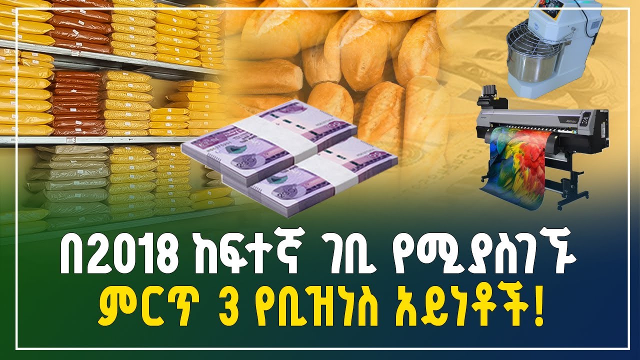 በ2018 ከፍተኛ ገቢ የሚያስገኙ ምርጥ 3 የቢዝነስ አይነቶች! | Top 3 Business Ideas | small business ideas| Gebeya review