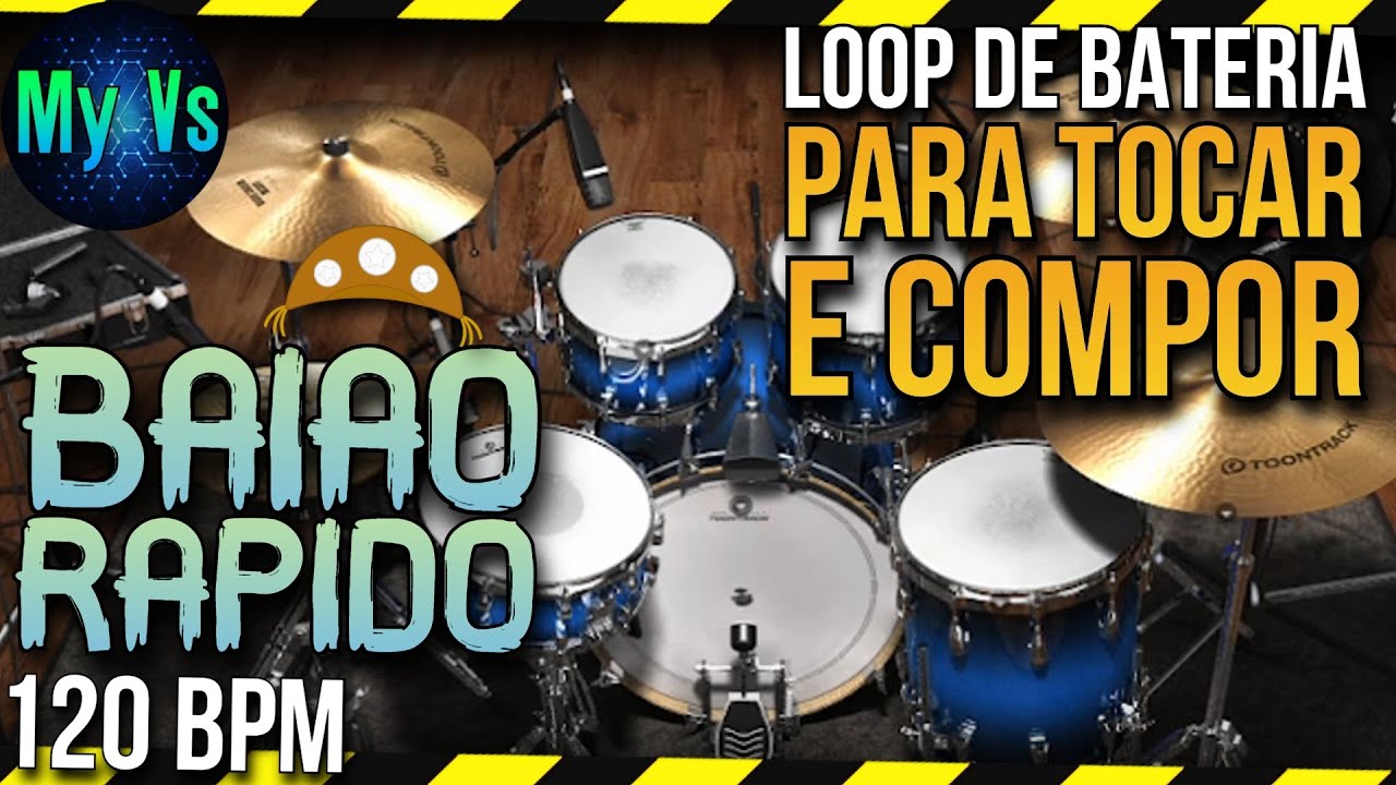🥁 LOOP de BATERIA BAIÃO RÁPIDO para TOCAR e COMPOR | bpm 120 loop drums