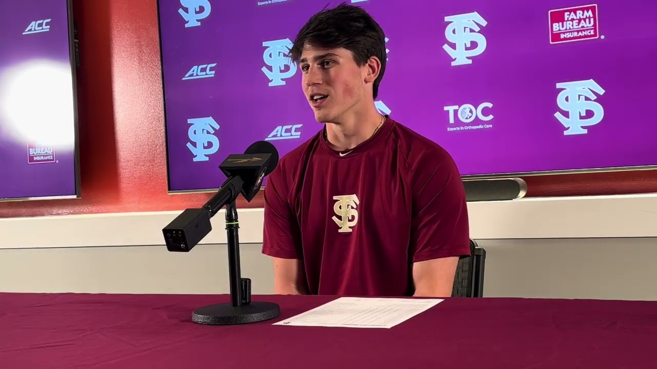 FSU Baseball | Bryson Moore on working with pitching coach Micah Posey, 5-pitch mix, FSU's lineup