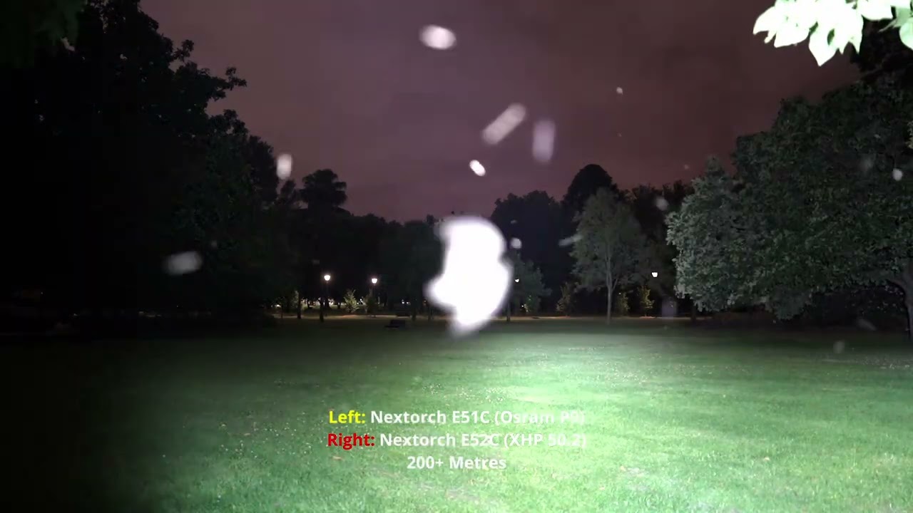 Beamshots comparison test: Nextorch E51C vs E52C - interesting step down performance