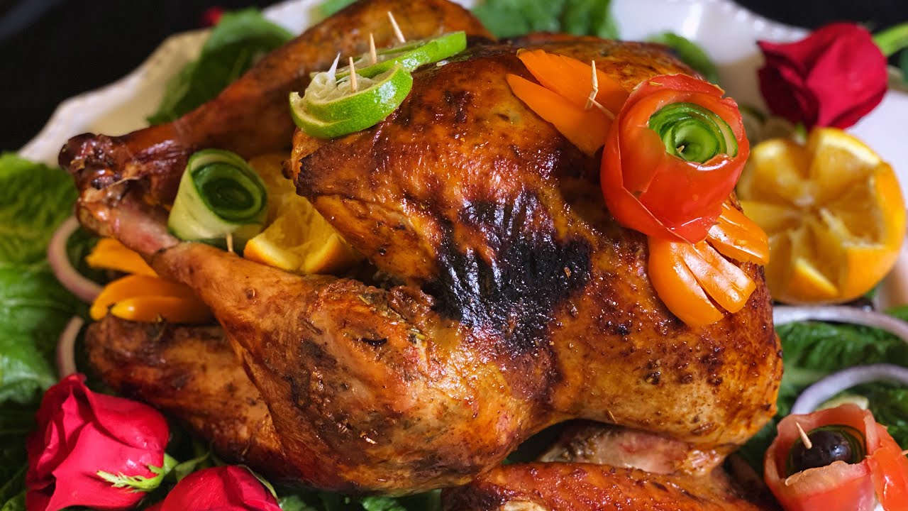 ديك رومي الحفلات بالبرتقال وتسويه سهله ومن غير ريحه زفارهRoasted turkey with gravy