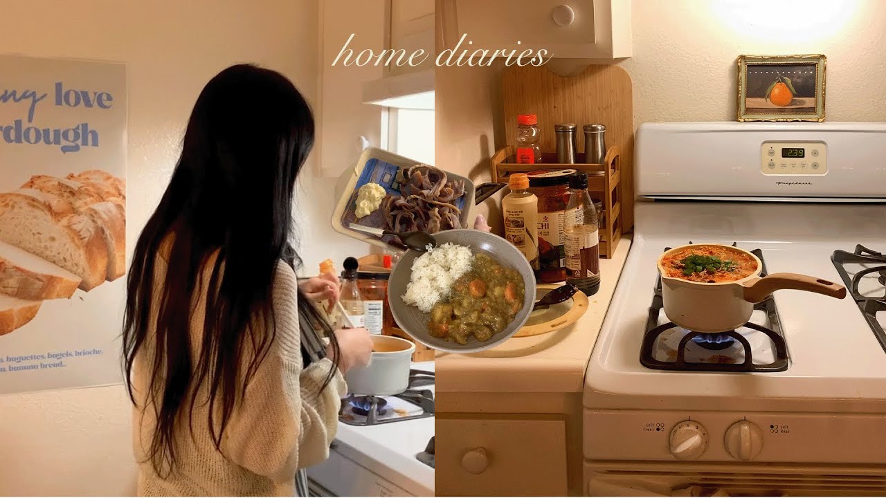 home vlog｡˚𖦹° making tuna kimchi jjigae, lazy days, netflix, try-on haul, night time skincare gurwm