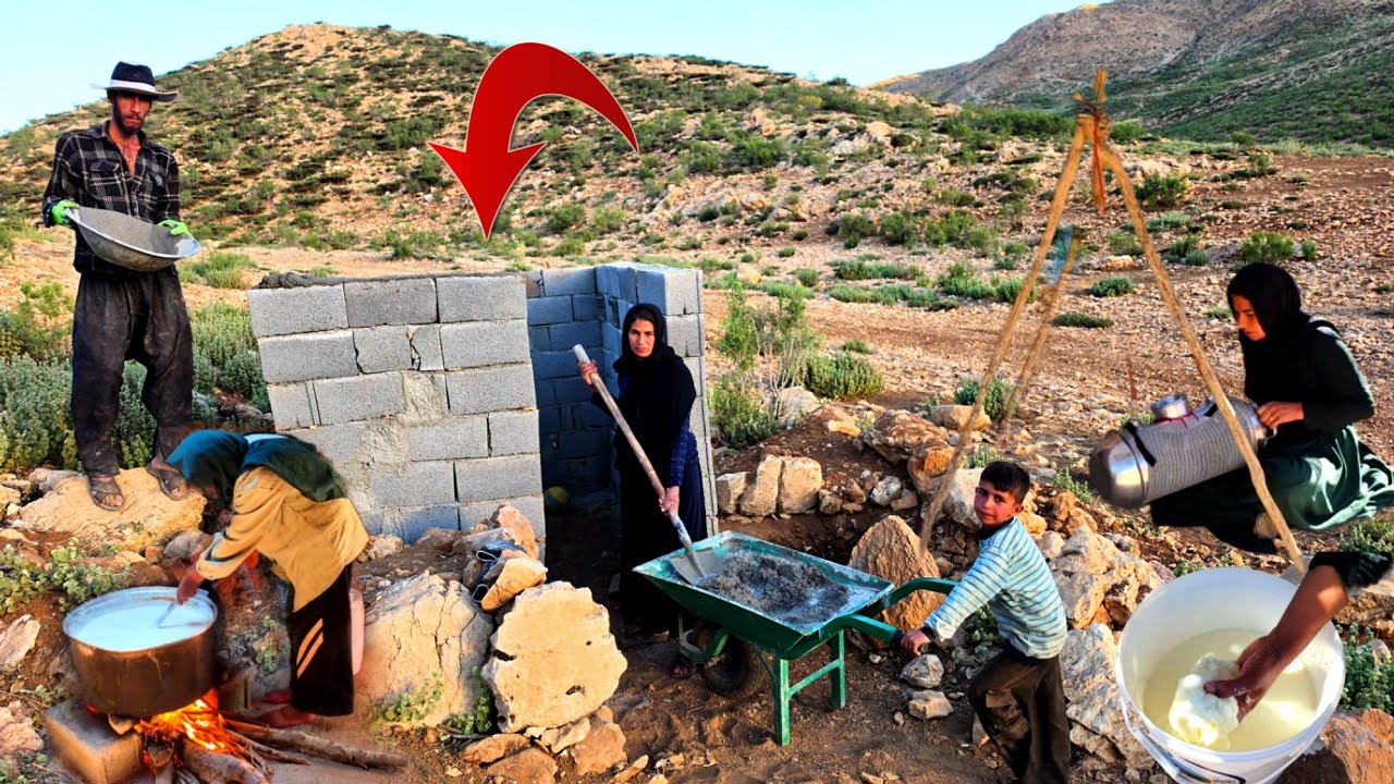 🔥Nomadic Life in Iran:Building a Traditional Toilet, Making Local Dairy Products & Herding Goats 🏔️🐐