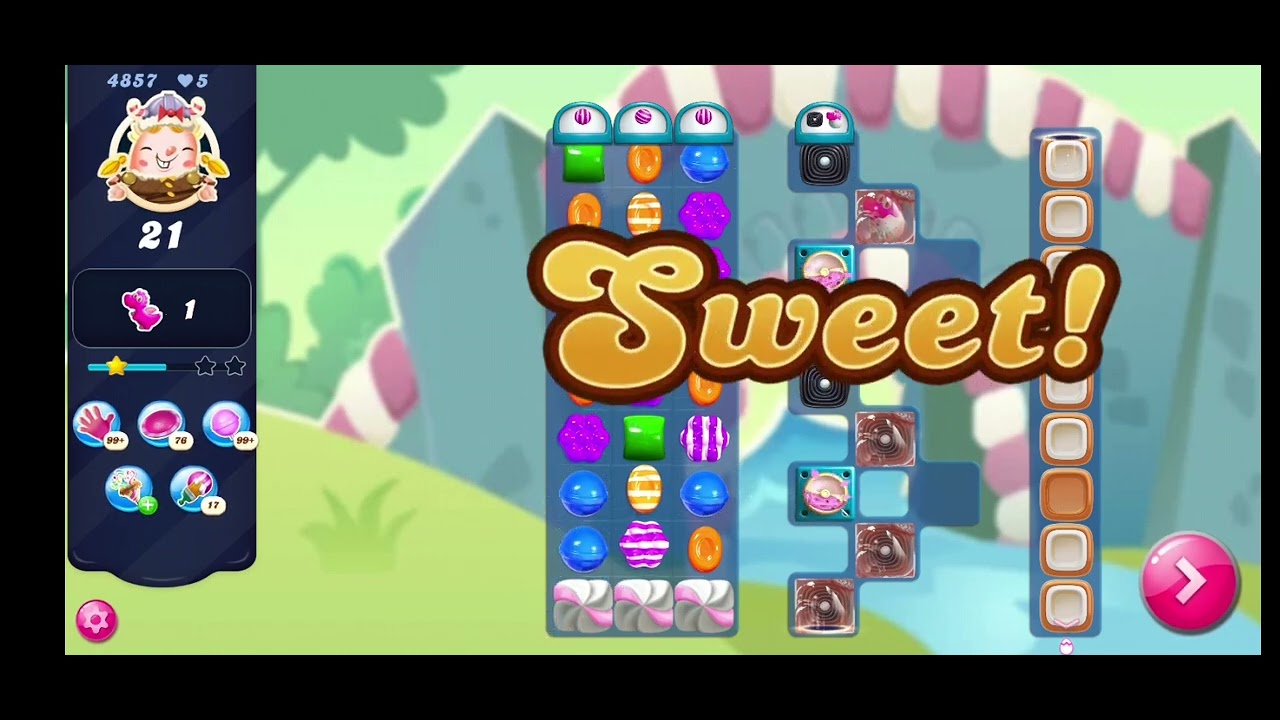 Candy Crush Saga level-4857//No boosters//Nightmarishly hard level