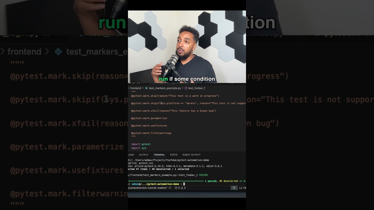PyTest built-in markers: skip, skipif, xfail
