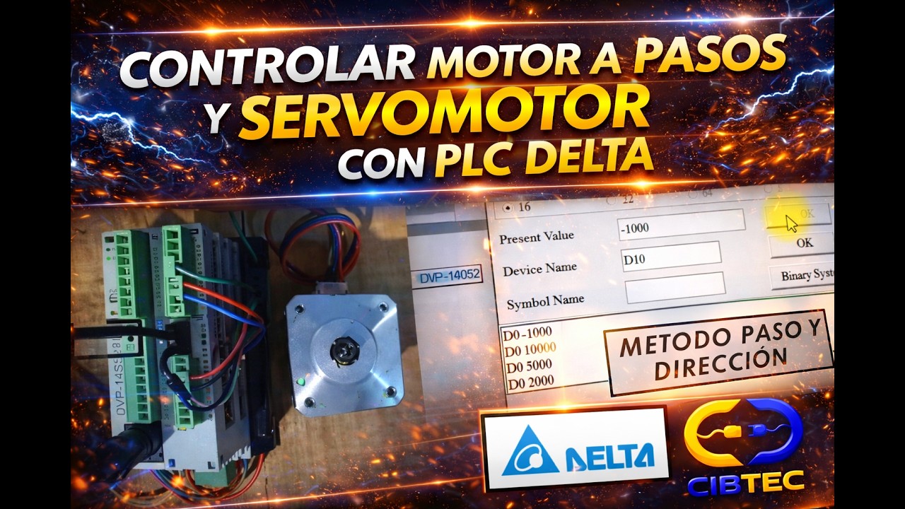 Controlar motor a pasos y servomotor con PLC Delta (paso y dirección)