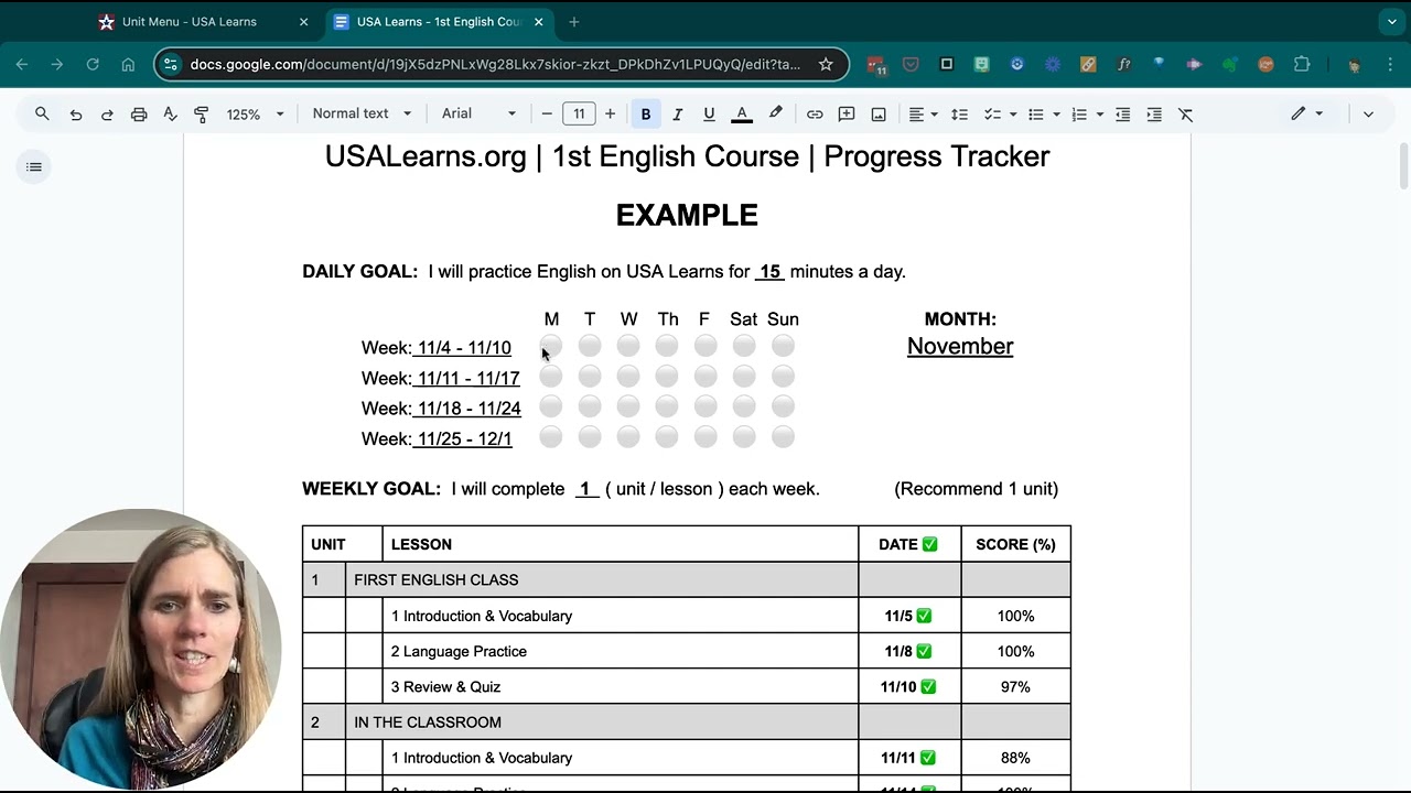 1st English Course Progress Tracker
