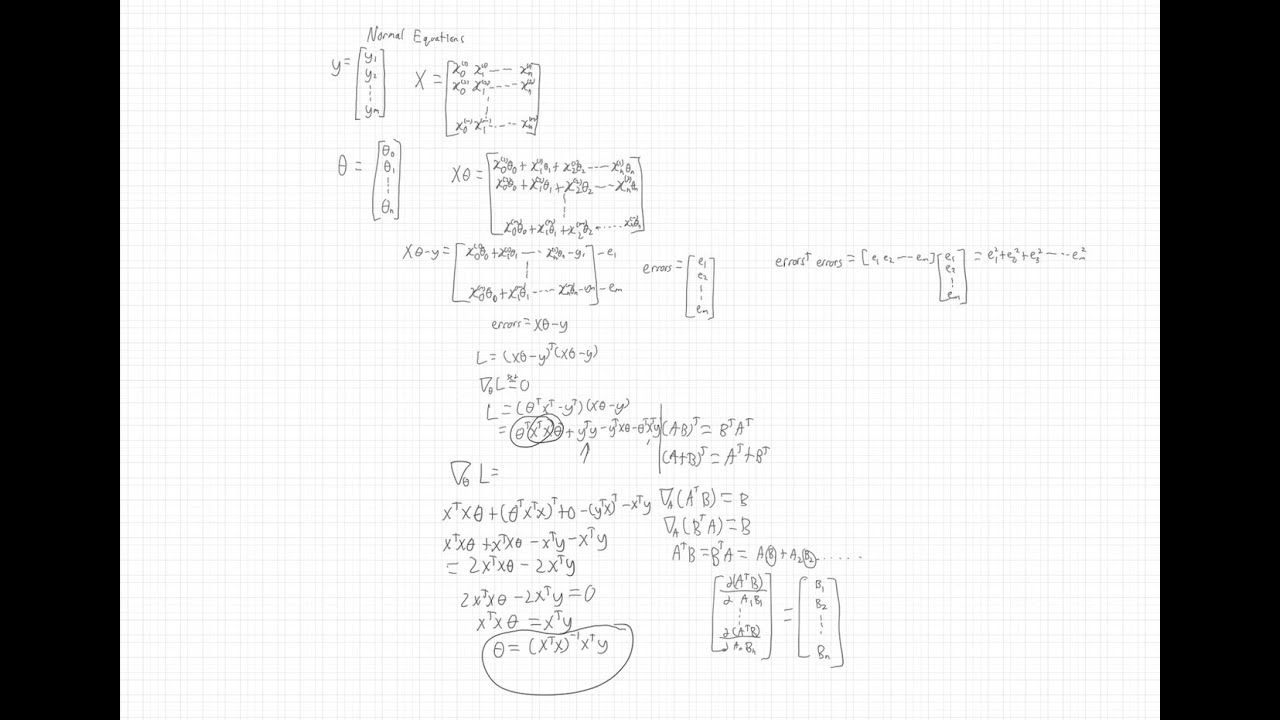 Derivation Of The Normal Equations For Linear Regression