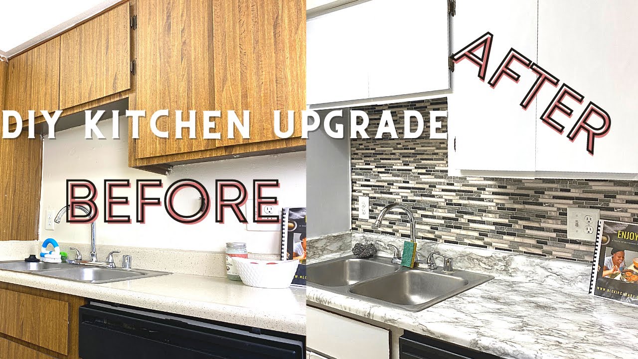 KITCHEN MAKEOVER UNDER $40 | RENTAL FRIENDLY PEEL AND STICK DIY