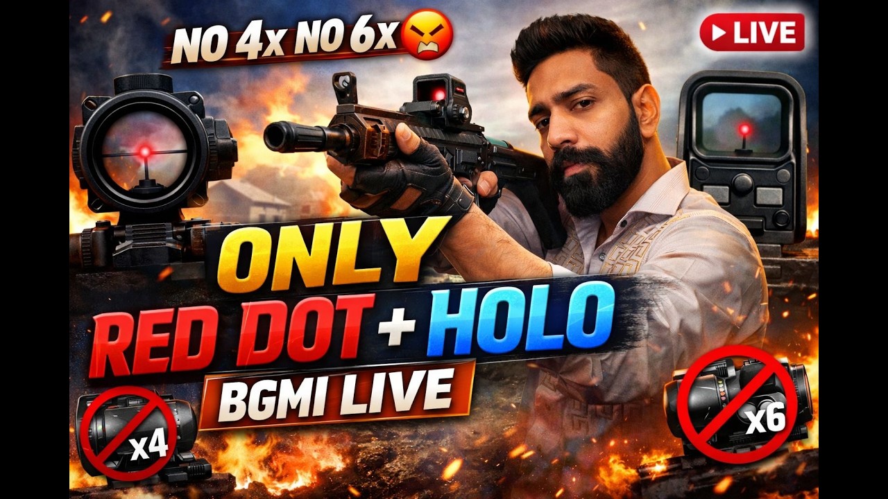 No 4x No 6x 😤 Red Dot + Holo GOD Mode | BGMI LIVE