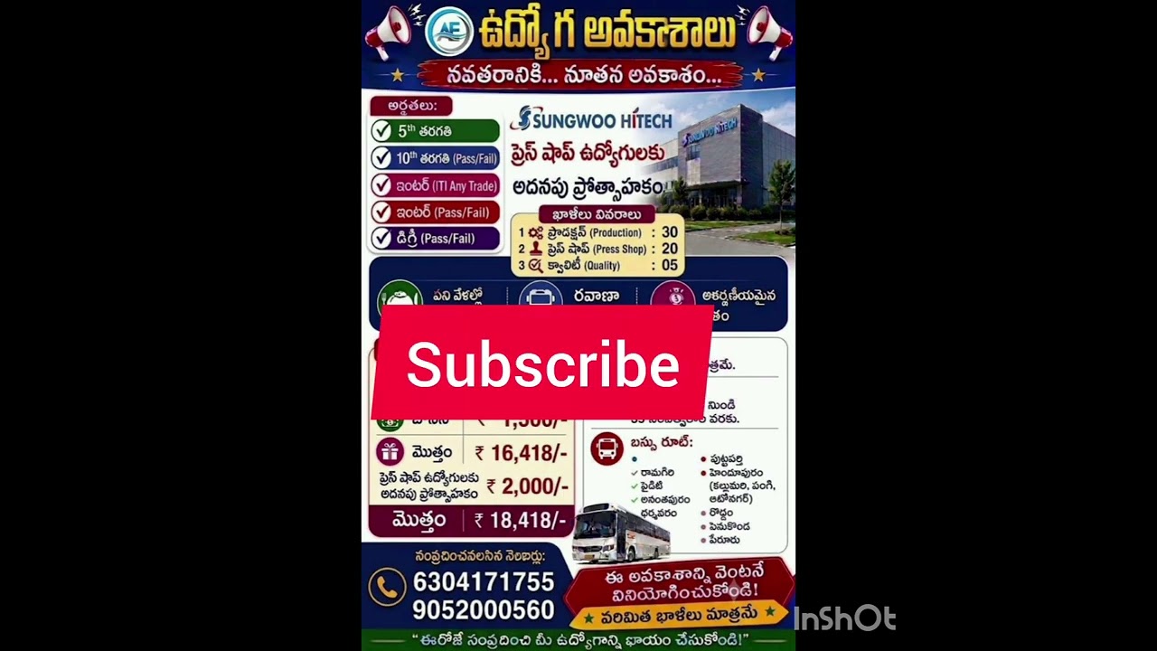 SUNGWOO HITECH JOBS 2026 | 18418 Salary | Production Press Quality Jobs | 10th Pass Jobs Telugu