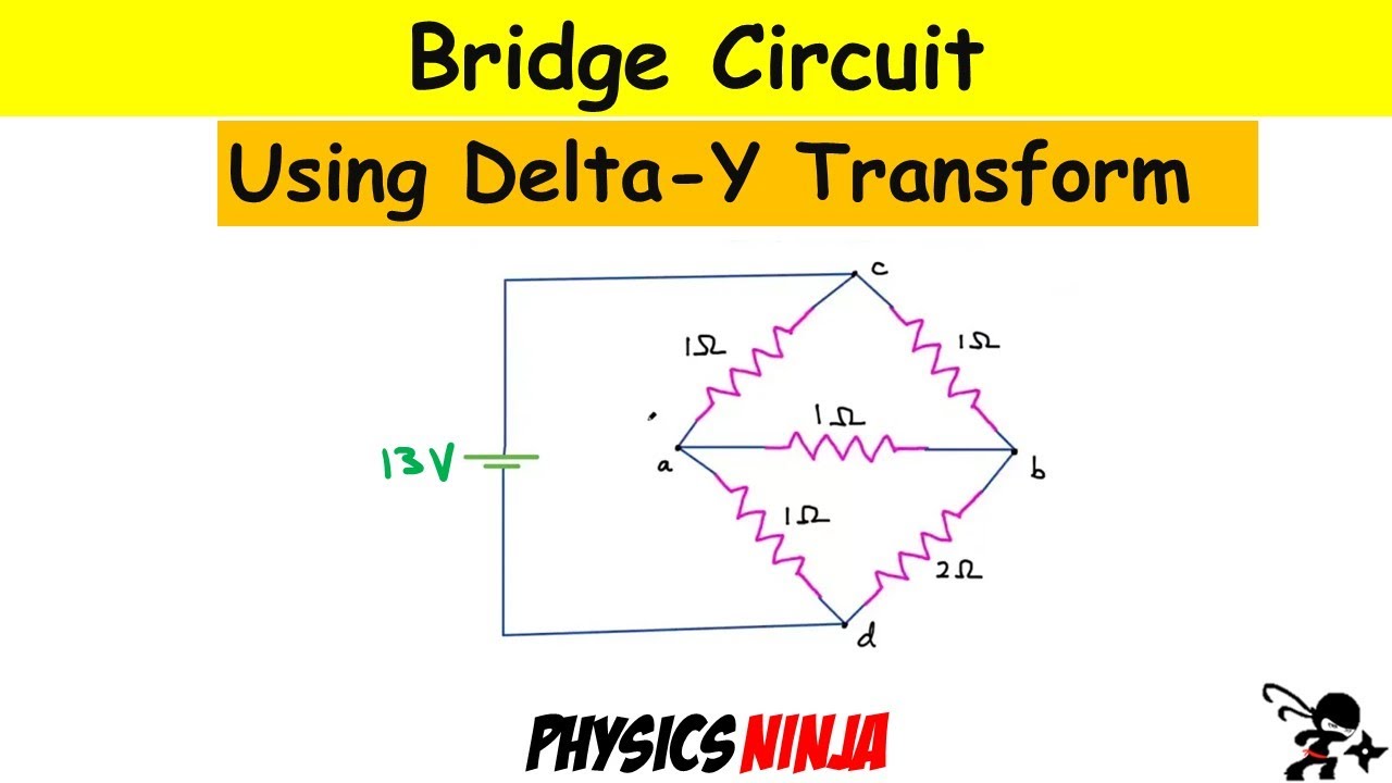 Bridge Circuit Equivalent Resistance using Delta-Y Transform