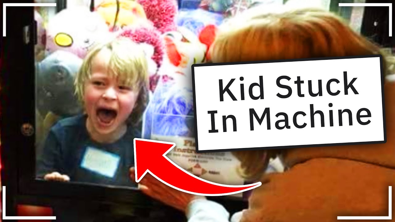 r/kidsarestupid | He got stuck inside a claw machine...